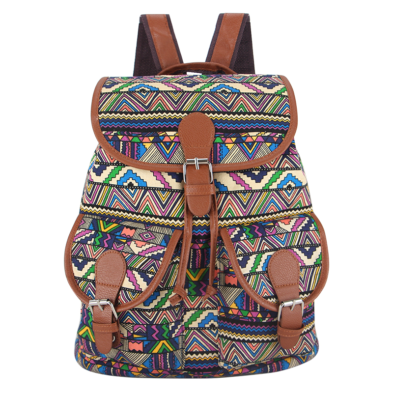 30 Farben Exklusive Handgefertigte Vintage Rucksack Printing Segeltuch Damen Rucksack Mujer Mochila Escolar Feminina