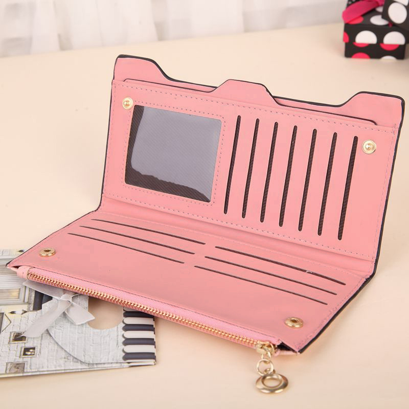 Mode Damen Tasche Lady Lange Geldbörse Weiblichen Candy Farbe bogen Knoten Pu Leder Carteira Feminina