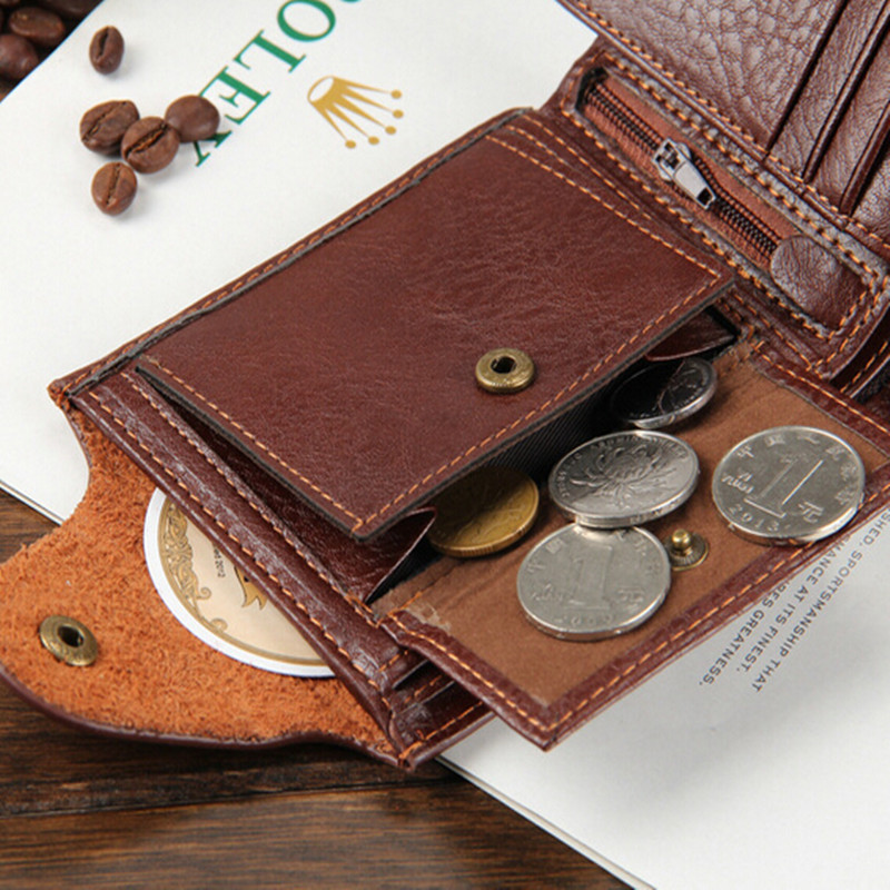 Berühmte Marke Herren Design kurze kleine Brieftaschen männlichen Mens echtes Leder braun