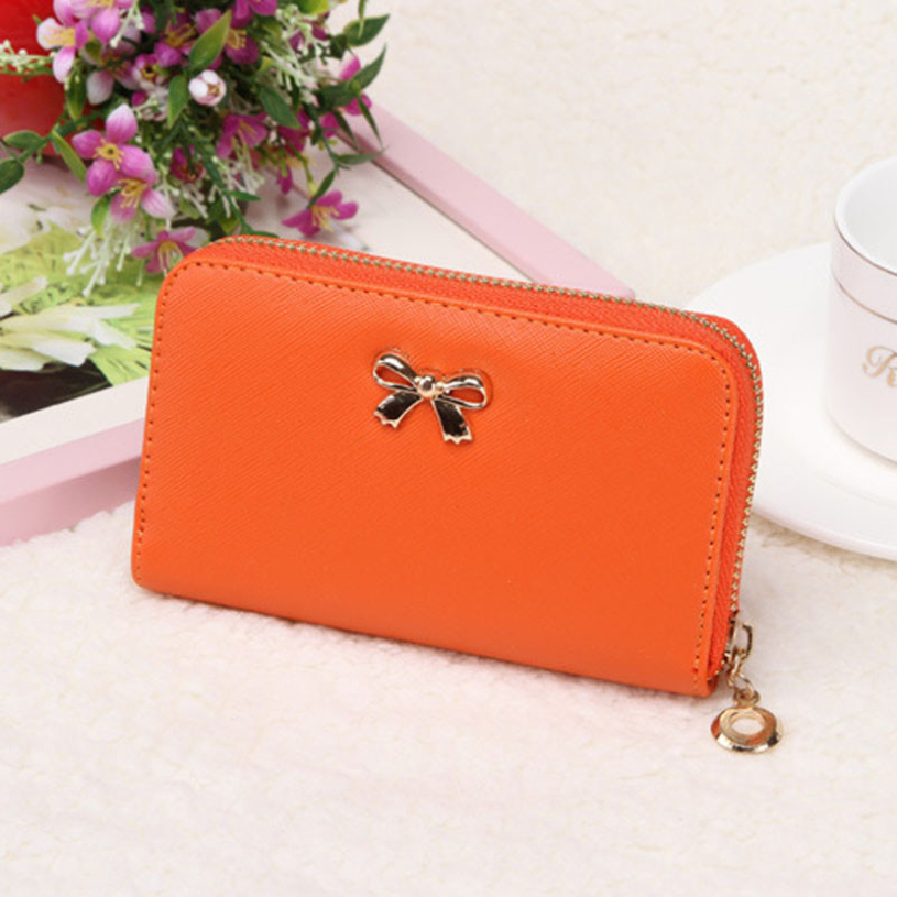 Neue marke Kupplung Brieftasche Hot Korean Niedlich Bowknot Solide Damen Langen Reißverschluss Leder Geldböse
