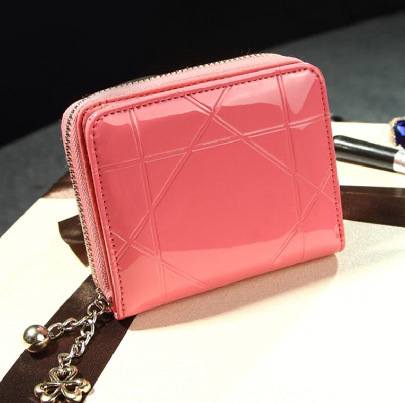 LackLeder Damen Kurze Geldbörsen Damen Kleine Brieftasche Reißverschluss Geräumige Geldböse
