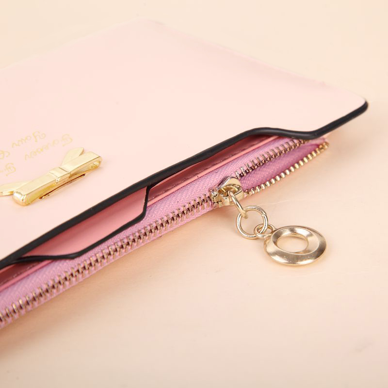 Neue Mode Damen Lady Lange Geldbörse Weiblichen Candy Farbe Bogen Knoten PU Leder Billeteras Porte Monnaie