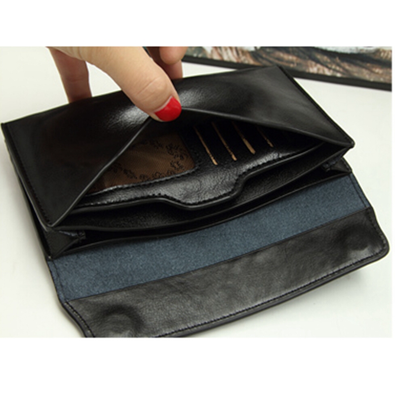 SUOAI Echtem Leder Brieftasche Damen Hohe Qualität Weiche Lange Geldbörse Mode Weibliche Brieftaschen Kartenhalter