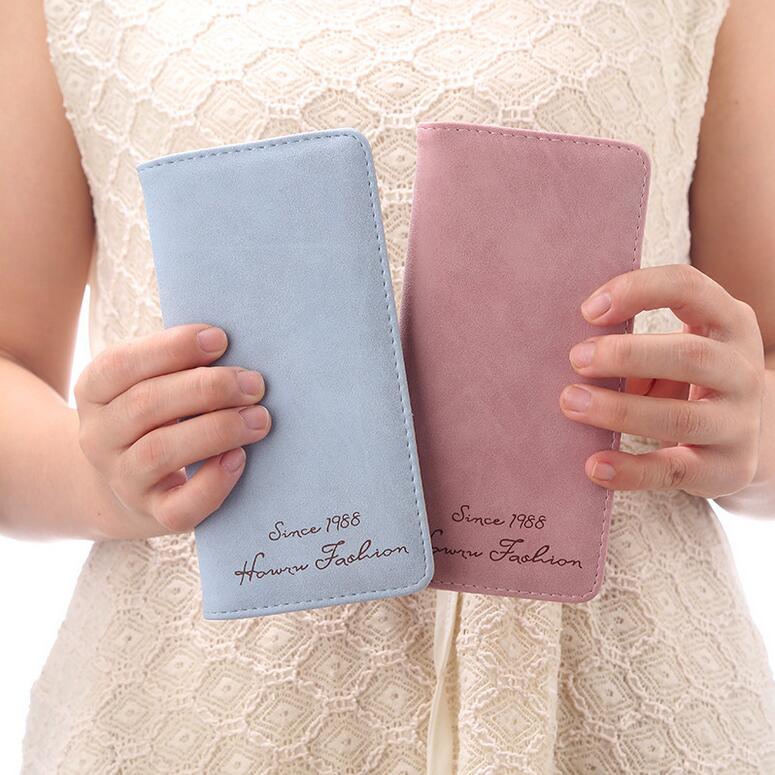 Bunte Damen Kupplung Mode Pu Leder 2 Fach Brieftaschen Weibliche lange Brieftasche Frische Geldbörsen Dame Karte