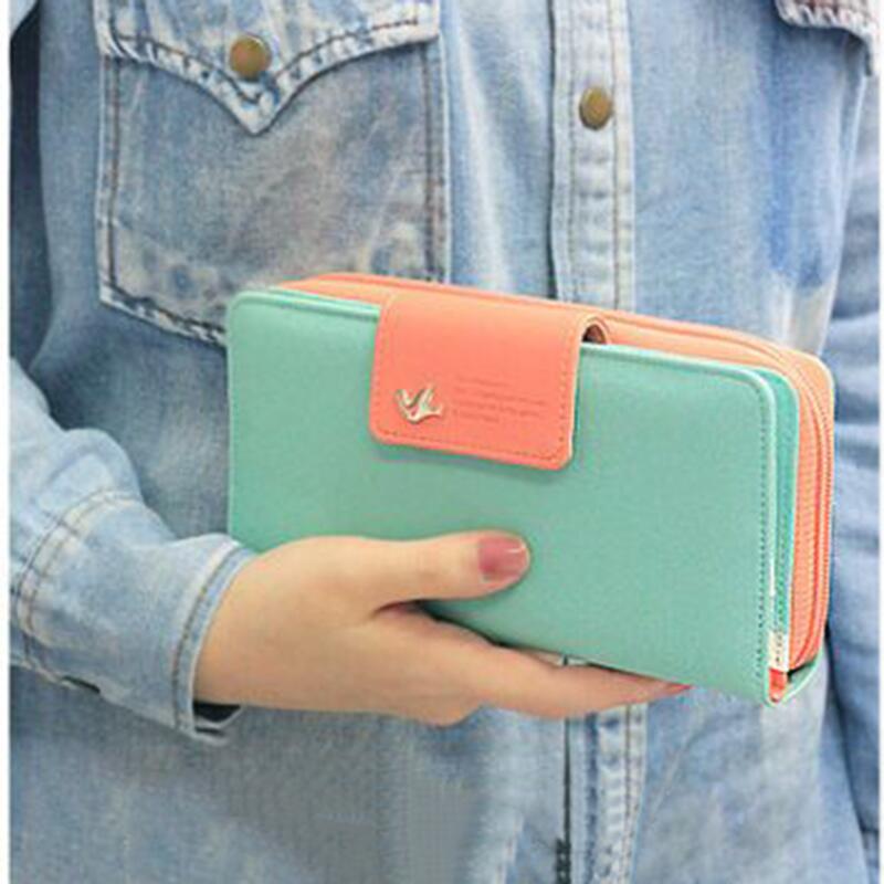 Damen Wallet Taste Leder Faux Kupplung Klassische Nette Lady Handtasche Lange Handtasche Hohe Qualität Candy Farbe
