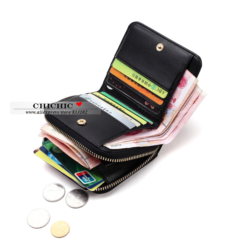 LackLeder Damen Kurze Geldbörsen Damen Kleine Brieftasche Reißverschluss Geräumige Geldbörse