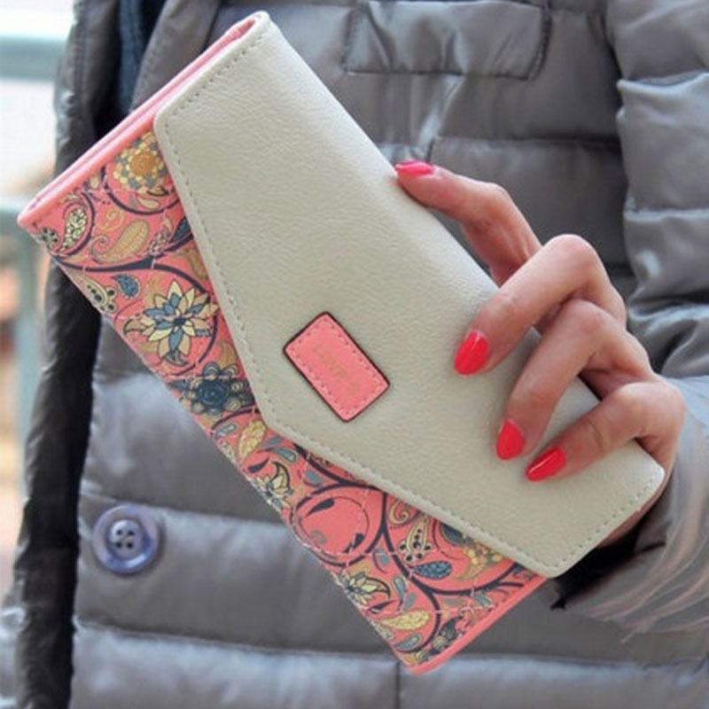 Mode Münze Geldbörse Damen Brieftasche 5 Farben Blume Langen Mappen Populäre ändern Geldbörse