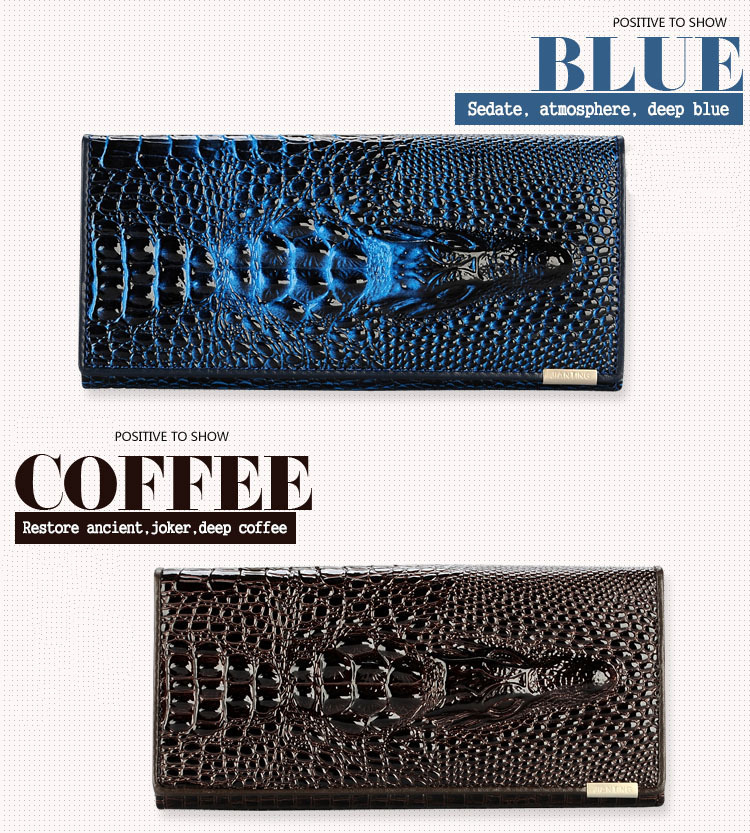 Damen Brieftasche Weibliche Geldbörsen Kerzenständer Marke Echtes Leder 3D Prägung Alligator Fashion