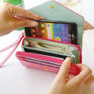 Förderung Multifunktions Damen Wristlet Brieftaschen Münzfach Geldbörse Für Iphone Galaxy