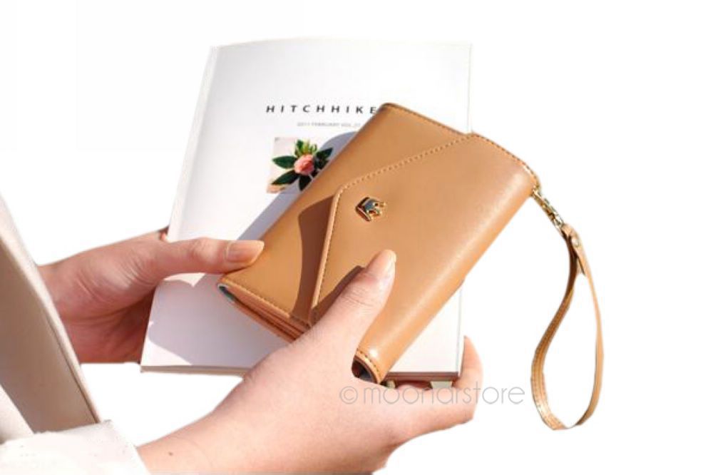 Brieftaschen Mode Dame Damen Leder Kupplung Geldbeutel Telefon Brieftasche Kurze Tasche Kartenhalter für iphone 4