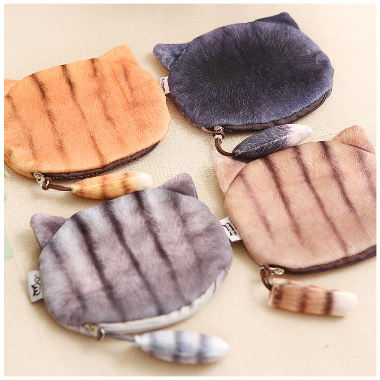 neuen Kleinen Schwanz Katze Geldbörse Nette Kinder Cartoon Brieftasche Kawaii Tasche Münzfach Geldbörse