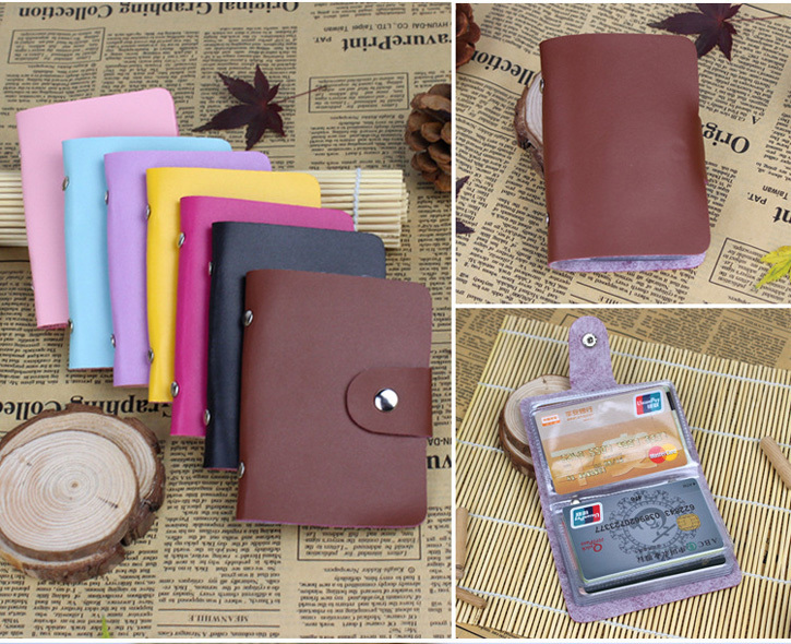 Mode 24 Bits Nützlich Business Kreditkarteninhaber PU Leder Schnalle Karten Halter Organizer Manager Für Damen