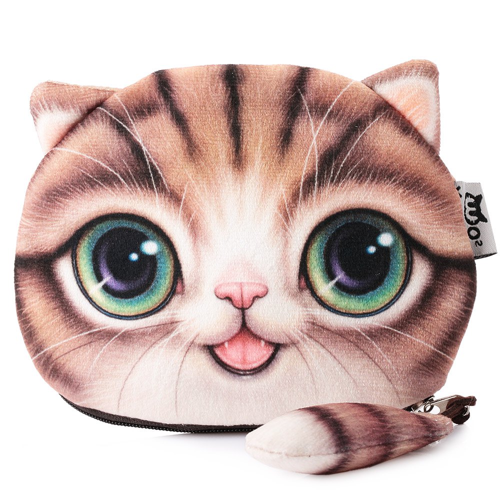 Unisex Nette Tier Cartoon 3D Katze Hund Gesicht Tasche münze ändern Geldbörse Geldbörse