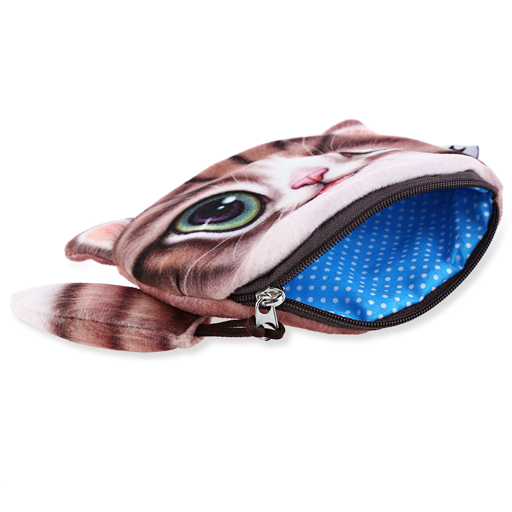 Unisex Nette Tier Cartoon 3D Katze Hund Gesicht Tasche münze ändern Geldbörse Geldbörse