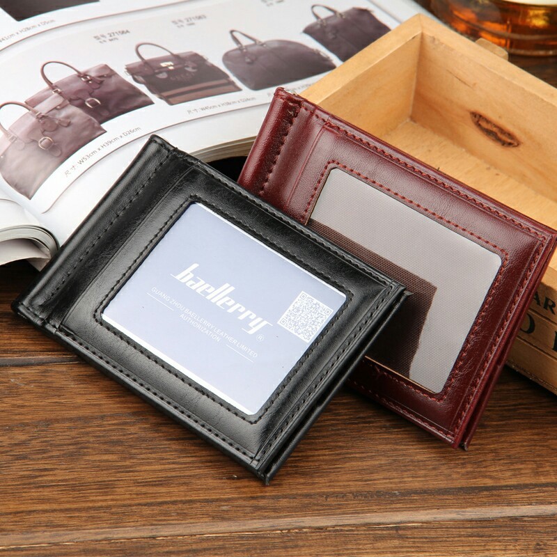 heißer Verkauf Mode Neue Herren Geld Clips Schwarz Braun Leder 2 gefaltet öffnen Clamp Für Geld