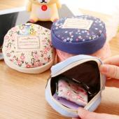 1 stück 4 Farben Vintage Damen Mädchen Kid Baby Lagerung nette Blumen Floral Münze Runde Leinwand