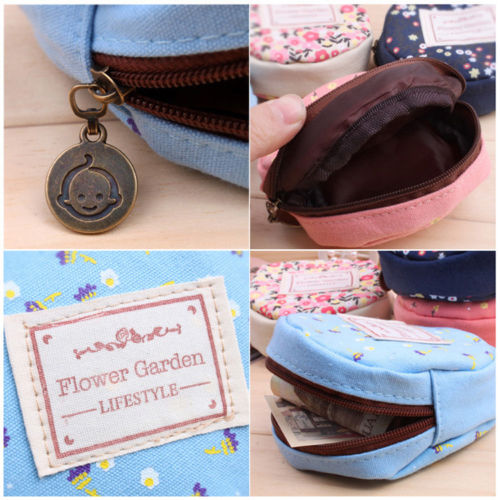 1 stück 4 Farben Vintage Damen Mädchen Kid Baby Lagerung nette Blumen Floral Münze Runde Leinwand