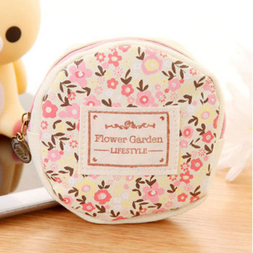 1 stück 4 Farben Vintage Damen Mädchen Kid Baby Lagerung nette Blumen Floral Münze Runde Leinwand