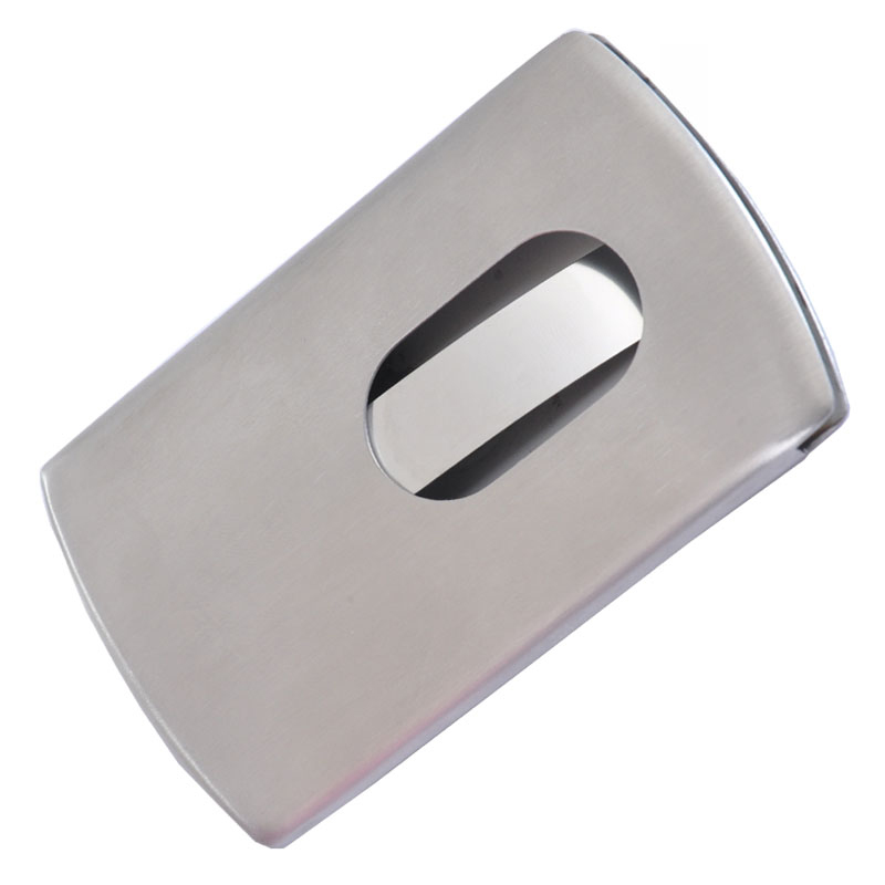 1 stück Visitenkartenhalter Damen Vogue Thumb Slide Out Edelstahl Tasche ID Kreditkarteninhaber Herren