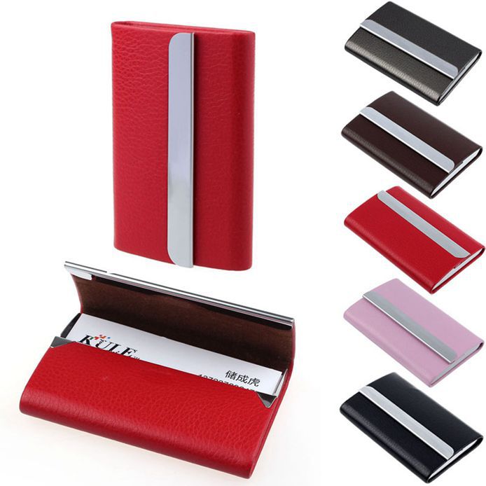Luruxy Leder Business Kreditkarte Name ID Kartenhalter Brieftasche Kreditkarteninhaber Leder Tasche Passdecke Karte