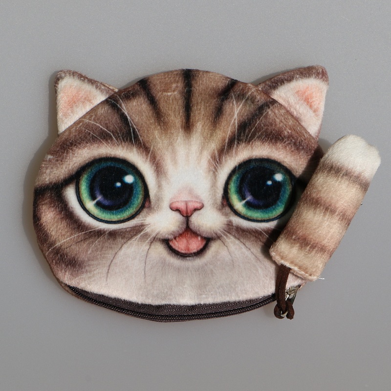 Neue Nette Katzen gesichts Reißverschluss Kasten münzenGeldbeutel mappen Geldbörse weiblichen Brieftasche