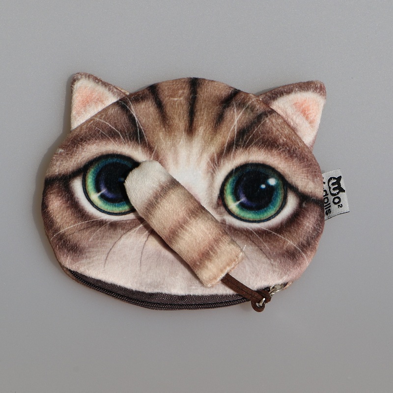 Neue Nette Katzen gesichts Reißverschluss Kasten münzenGeldbeutel mappen Geldbörse weiblichen Brieftasche