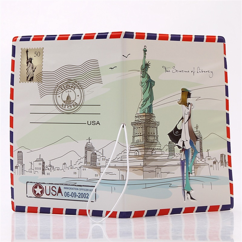 Mode Miss liebe reisepass ID Kreditkarten Tasche 3D Design PVC Leder Visitenkartenhalter Reisepass 14x9,6 CM