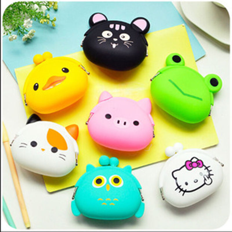 neue Mode Schöne Kawaii Karikatur Tier Damen Mädchen Brieftasche Multicolor Gelee Silikon Münztüte