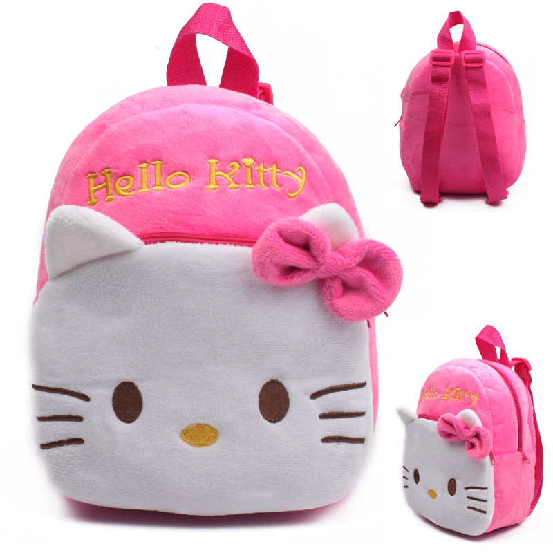 hohe Qualität Rose Red Hallo Kitty Plüsch Cartoon Spielzeug Rucksack Mädchen Charakter Schultasche