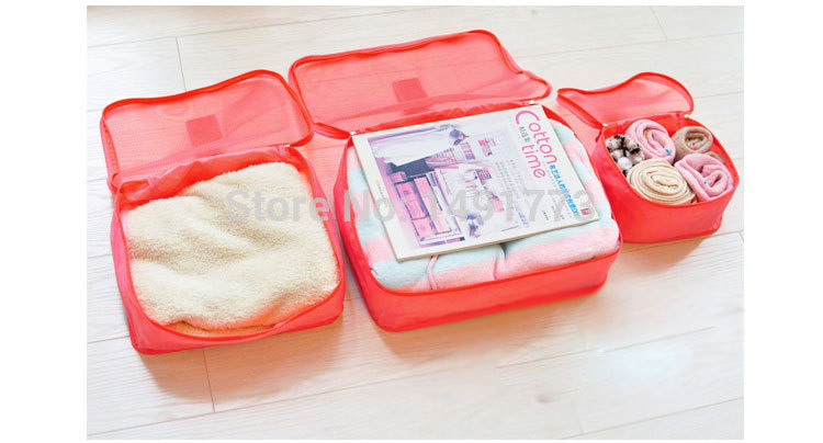 6 teile satz Mode Doppel Reißverschluss Wasserdicht Polyester Herren und Damen Gepäck Reisetaschen