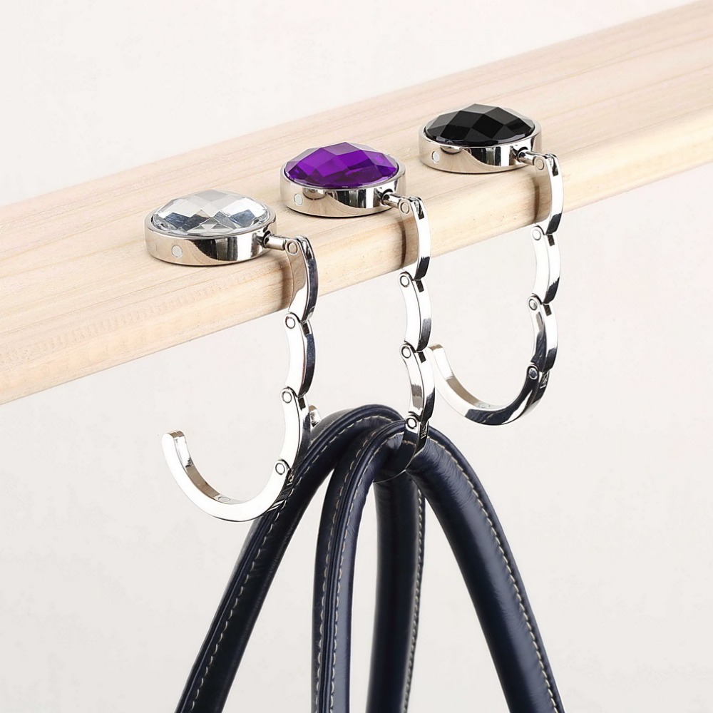 1 stück Gefaltet Handtaschen haken aufhänger halter Legierung Mode Kristall Strass
