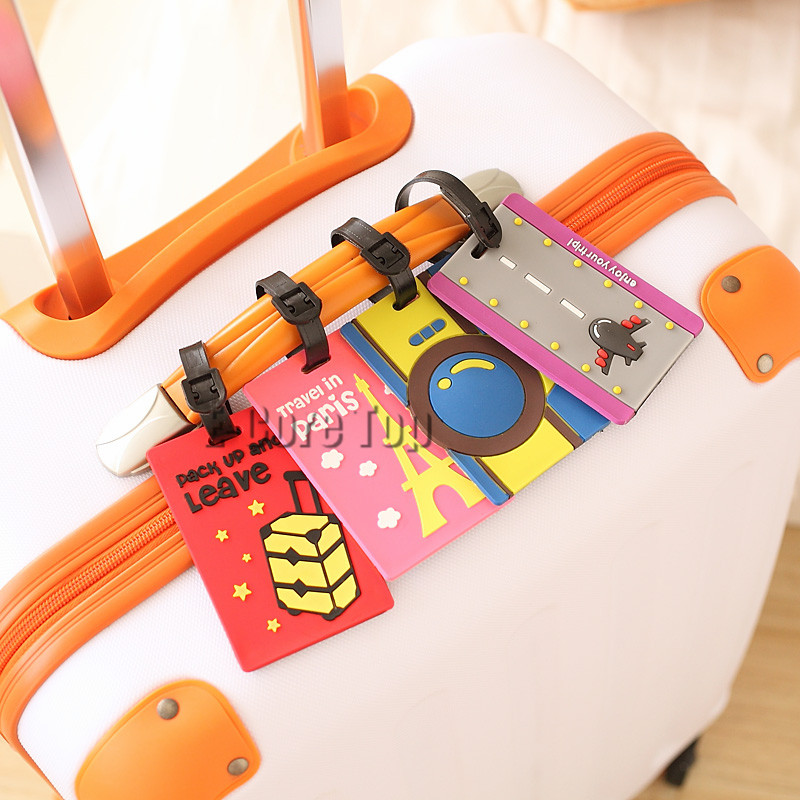 Cute Rubber Luggage Tag ID Identify Label Holder For Suitcase Handbag Baggage Recognizable Mixproof Cover Card Easily