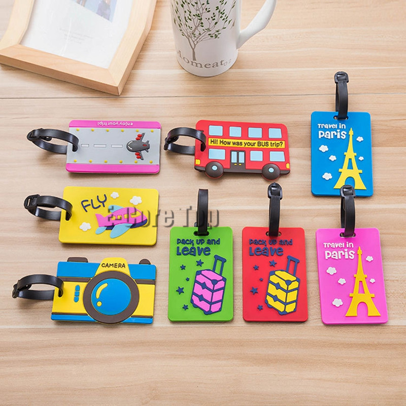 Cute Rubber Luggage Tag ID Identify Label Holder For Suitcase Handbag Baggage Recognizable Mixproof Cover Card Easily