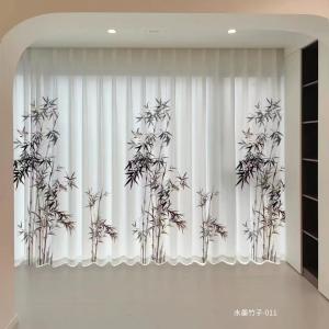 Chinese ink bamboo bamboo rhyme study living room window screen